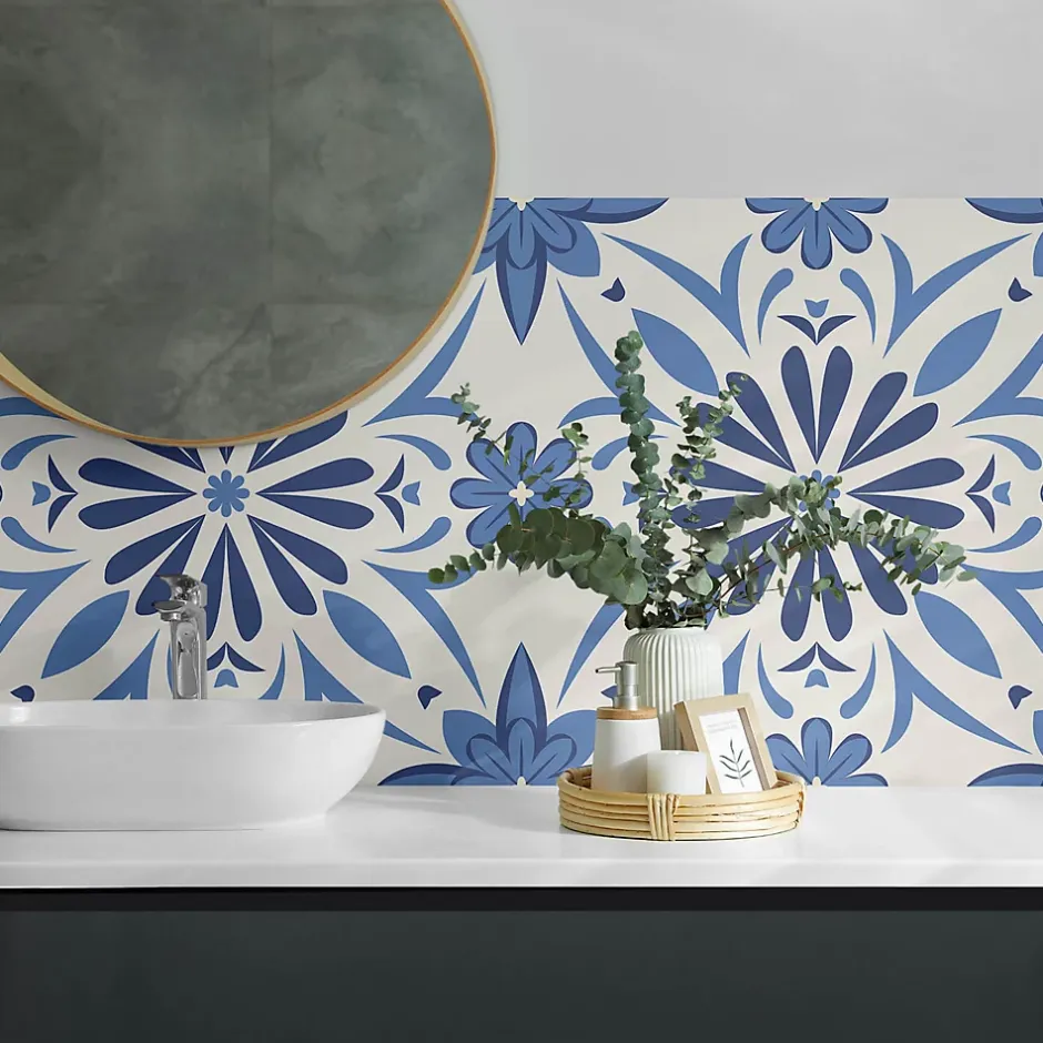 Wallfluent Revêtement Mural PVC 120x60 cm Motifs Végétaux En Carreaux 1 pièce