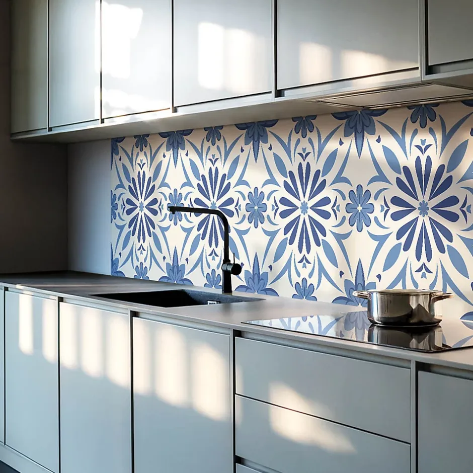 Wallfluent Revêtement Mural PVC 120x60 cm Motifs Végétaux En Carreaux 1 pièce