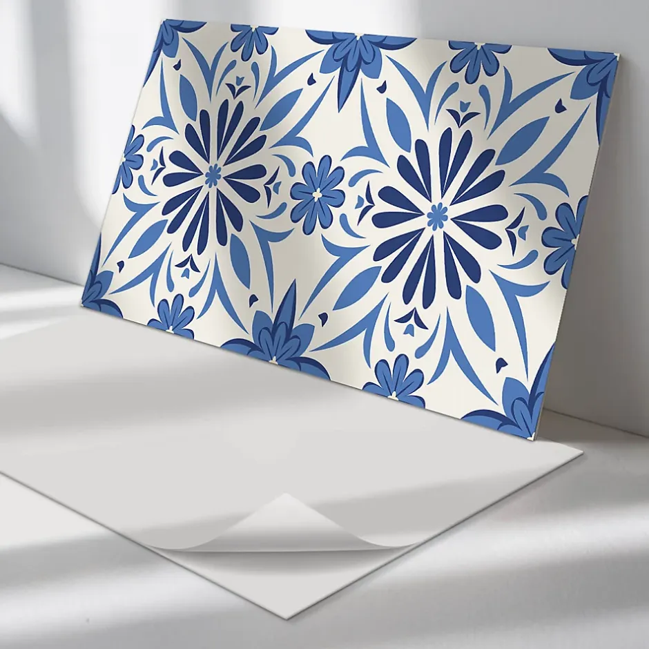 Wallfluent Revêtement Mural PVC 120x60 cm Motifs Végétaux En Carreaux 1 pièce