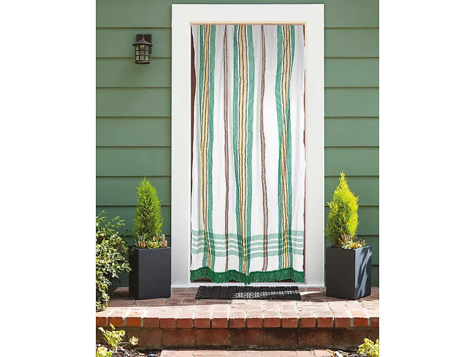 Rideau de porte moustiquaire en toile multicolore Vert 140 x 225 cm --Morel Sale
