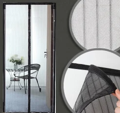 Rideau Moustiquaire aimanté - L100 x H215cm - Noir-Avosdim Hot