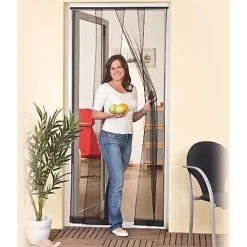 Rideau moustiquaire de porte en pvc gris 100 x h.220 cm-