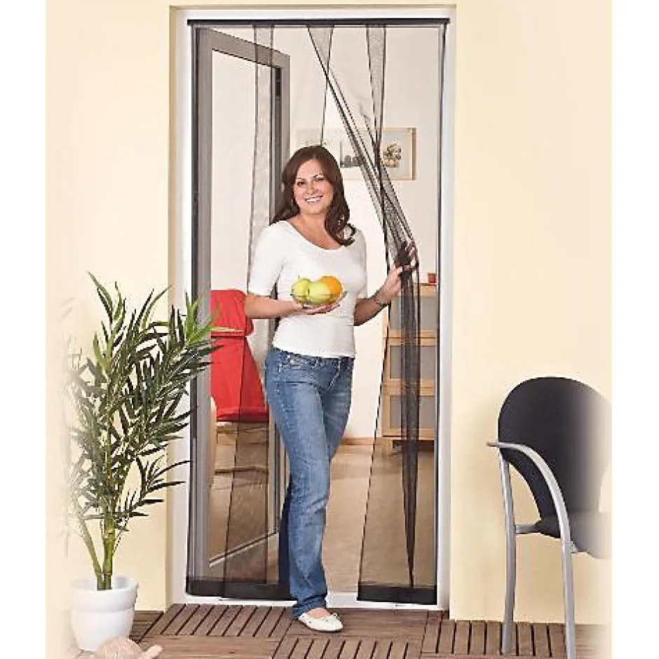 Rideau moustiquaire de porte en pvc gris 100 x h.220 cm-