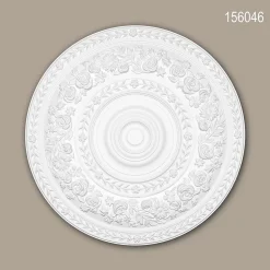 Profhome Rosace 156046 Élement décorative Élement pour plafond style Rococo-Baroque blanc diametre 86 cm