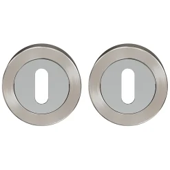 GoodHome Rosace de fonction rond à visser à serrure Duod Zamac effet chrome et nickel satin gris Ø52mm