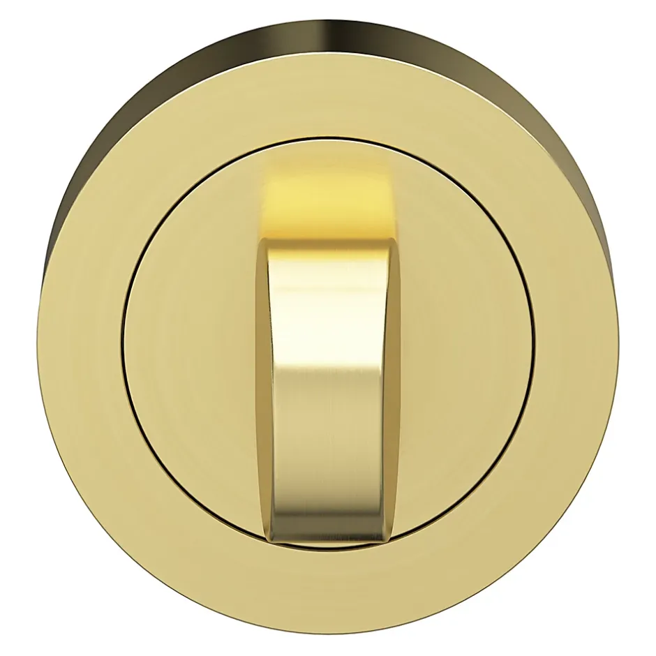 GoodHome Rosace de fonction rond à visser à condamnation Duod effet laiton satin or Ø50mm