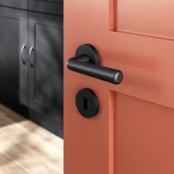 GoodHome Rosace de fonction rond à visser à serrure Duod mat noir Ø50mm