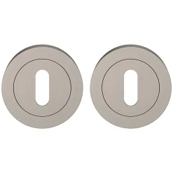 GoodHome Rosace de fonction rond à visser Duod effet nickel satin gris Ø50mm