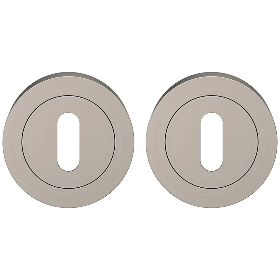 GoodHome Rosace de fonction rond à visser Duod effet nickel satin gris Ø50mm