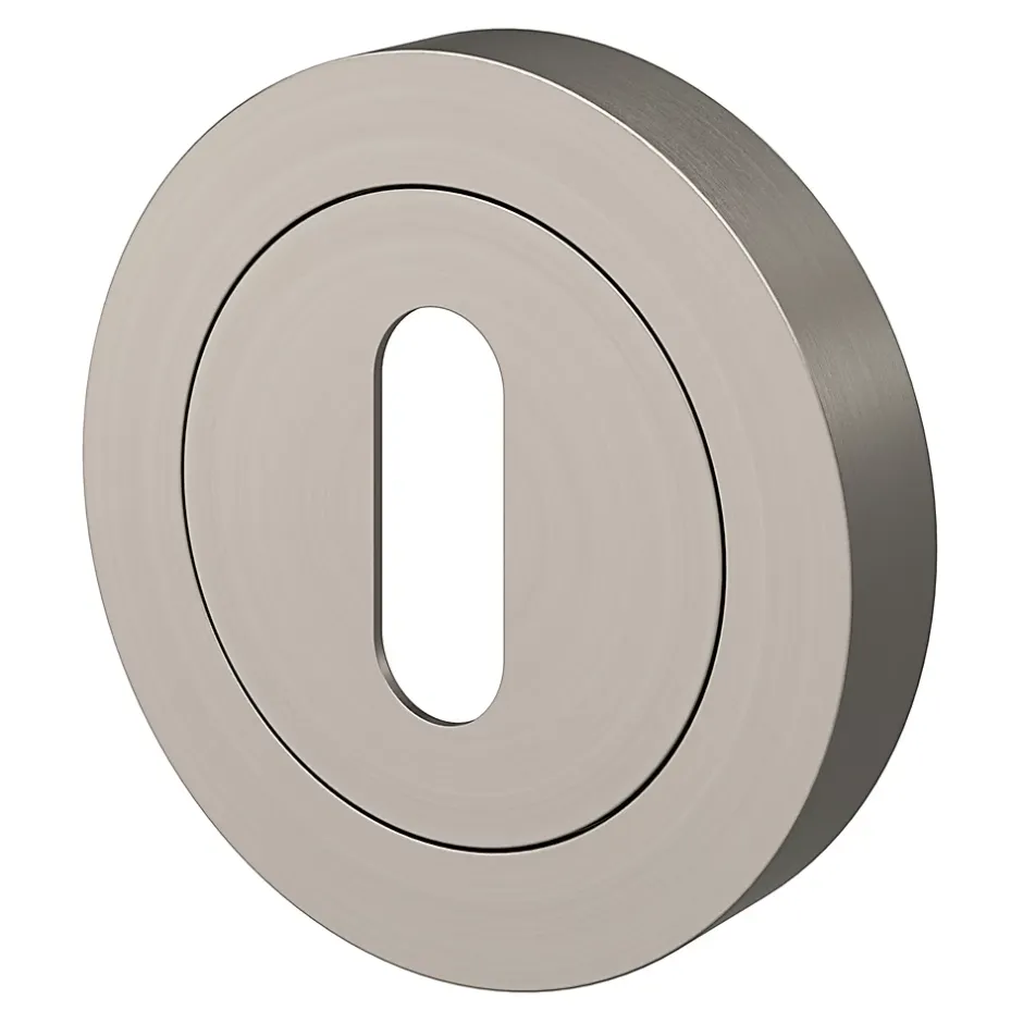 GoodHome Rosace de fonction rond à visser Duod effet nickel satin gris Ø50mm