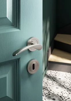 GoodHome Rosace de fonction rond à visser Duod effet nickel satin gris Ø50mm