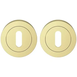 Rosace de fonction rond à visser à serrure Duod effet laiton or Ø50mm-GoodHome Outlet