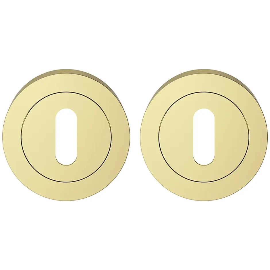 Rosace de fonction rond à visser à serrure Duod effet laiton or Ø50mm-GoodHome Outlet