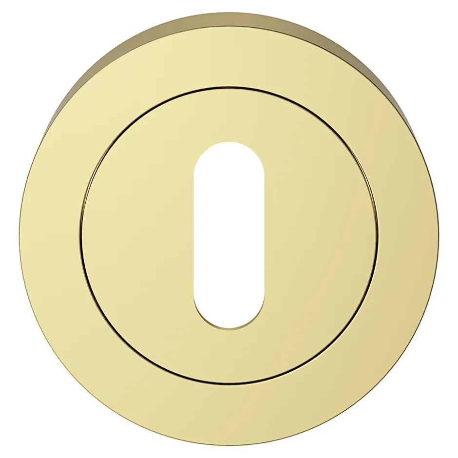 Rosace de fonction rond à visser à serrure Duod effet laiton or Ø50mm-GoodHome Outlet