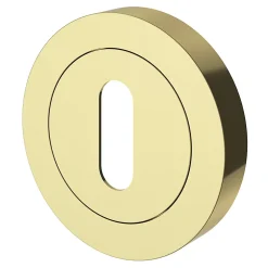 Rosace de fonction rond à visser à serrure Duod effet laiton or Ø50mm-GoodHome Outlet