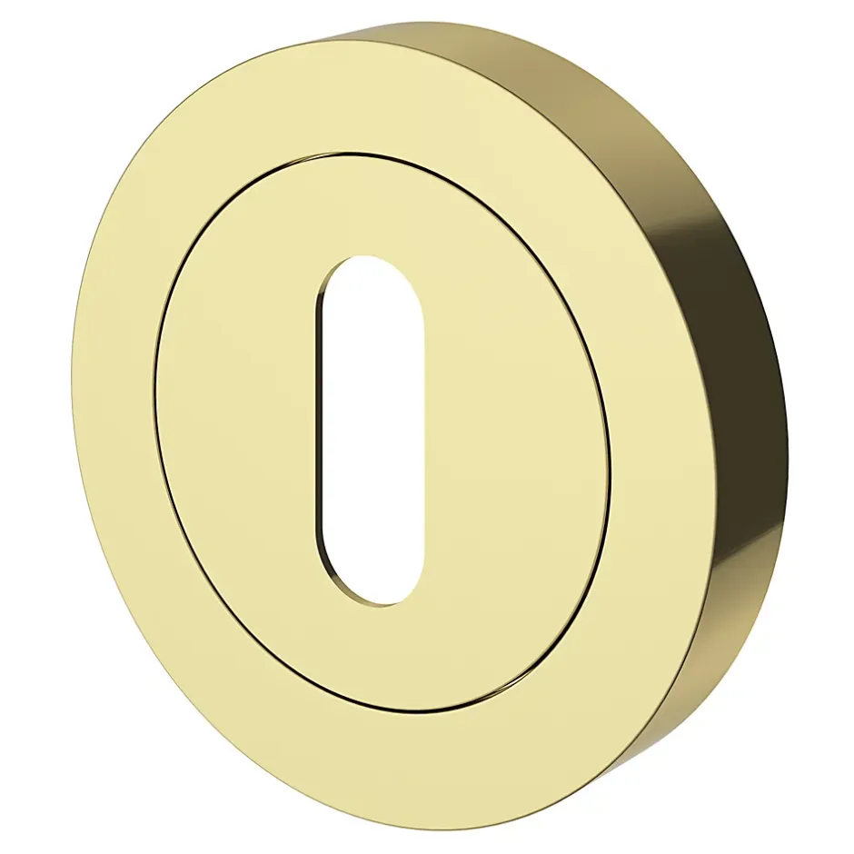 Rosace de fonction rond à visser à serrure Duod effet laiton or Ø50mm-GoodHome Outlet