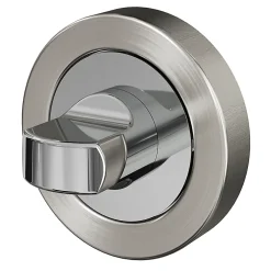 Rosace de fonction rond à visser à condamnation Duod Zamac effet chrome et nickel satin gris Ø52mm-GoodHome