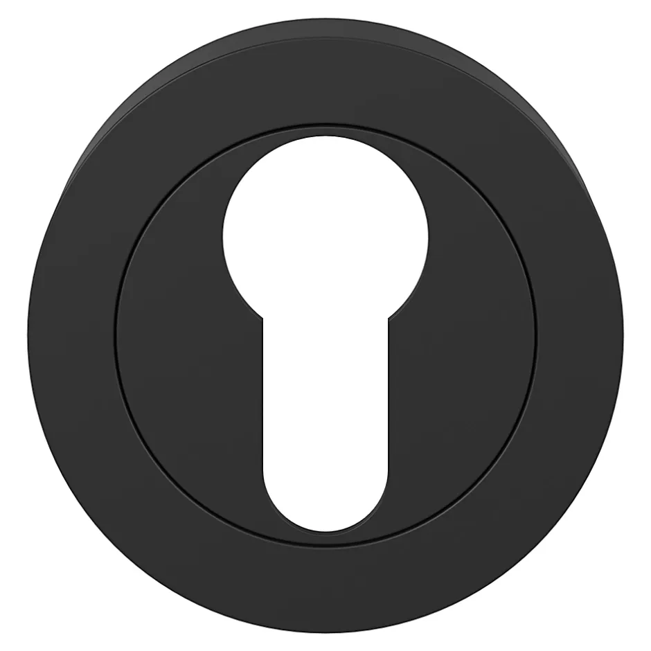 GoodHome Rosace de fonction rond à visser Duod mat noir Ø50mm