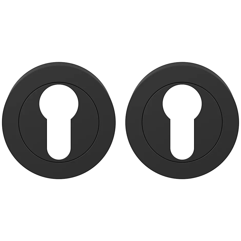 GoodHome Rosace de fonction rond à visser Duod mat noir Ø50mm