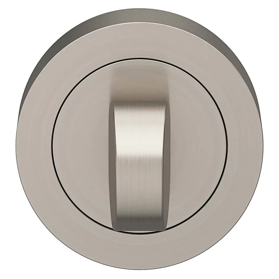 GoodHome Rosace de fonction rond à visser à condamnation Duod minimal effet nickel satin gris Ø50mm