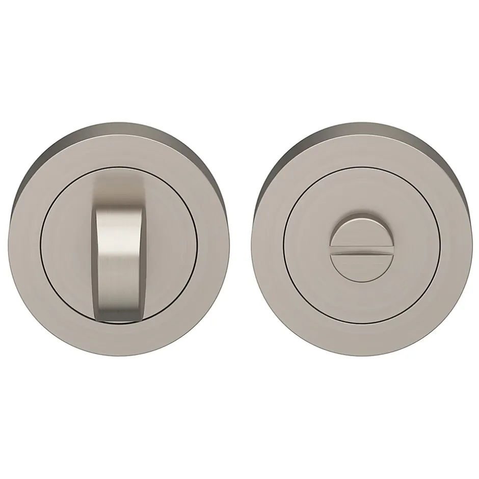 GoodHome Rosace de fonction rond à visser à condamnation Duod minimal effet nickel satin gris Ø50mm