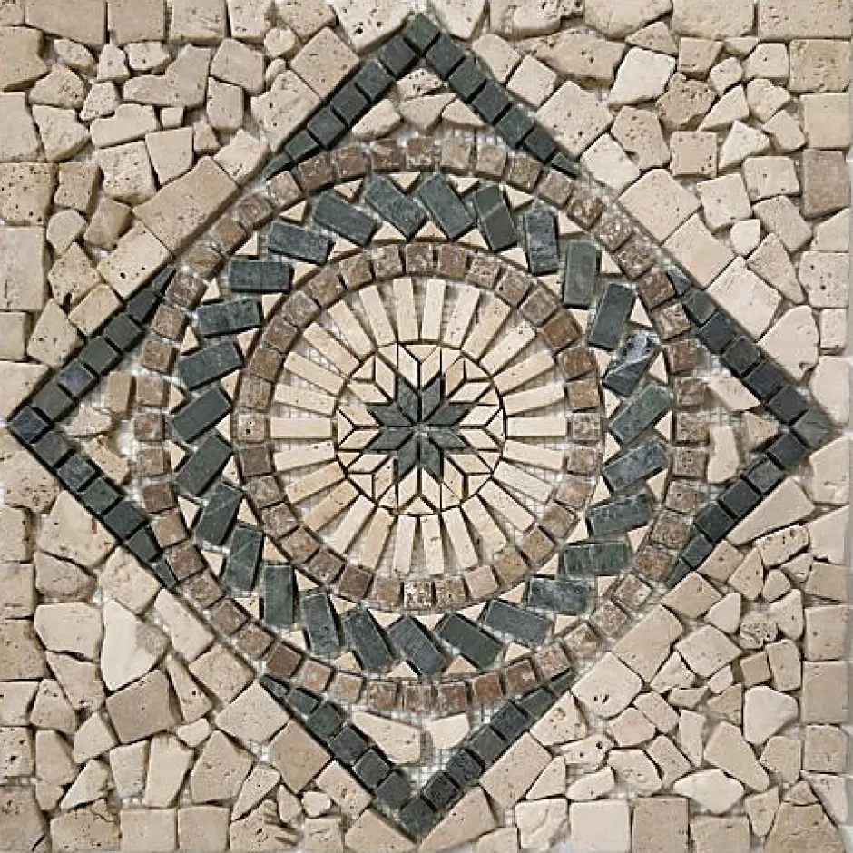 Albedo Pierre Rosace en Marbre et Travertin - 45X45CM