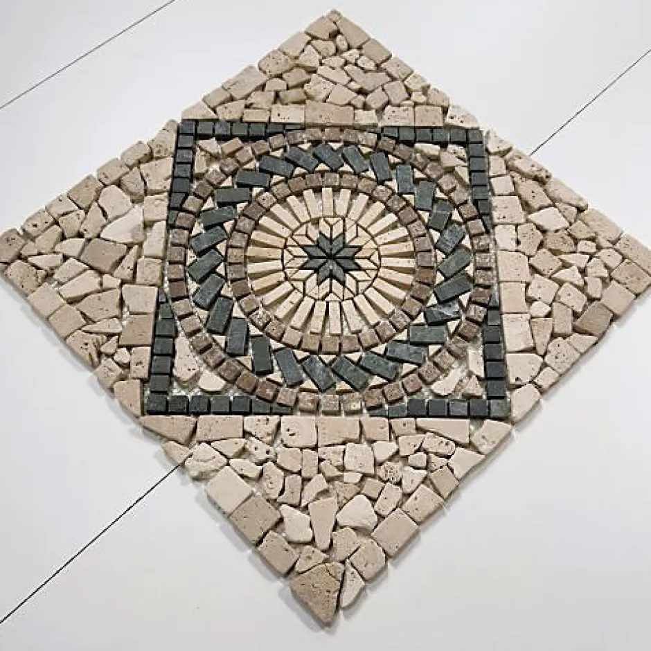 Albedo Pierre Rosace en Marbre et Travertin - 45X45CM