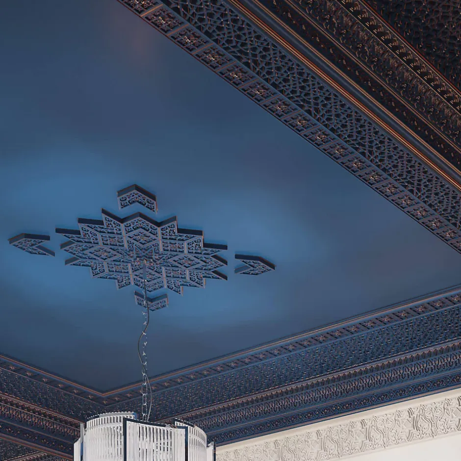 Rosace 157501 Dalle de plafond Élément décoratif 3d panneau mural 53,5 x 53,5 cm-Profhome Hot