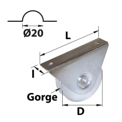 Roue gorge pour portail coulissant ø20mm L.116 x l.38 x H.85mm-Afbat - Tb Industrie Sas Clearance
