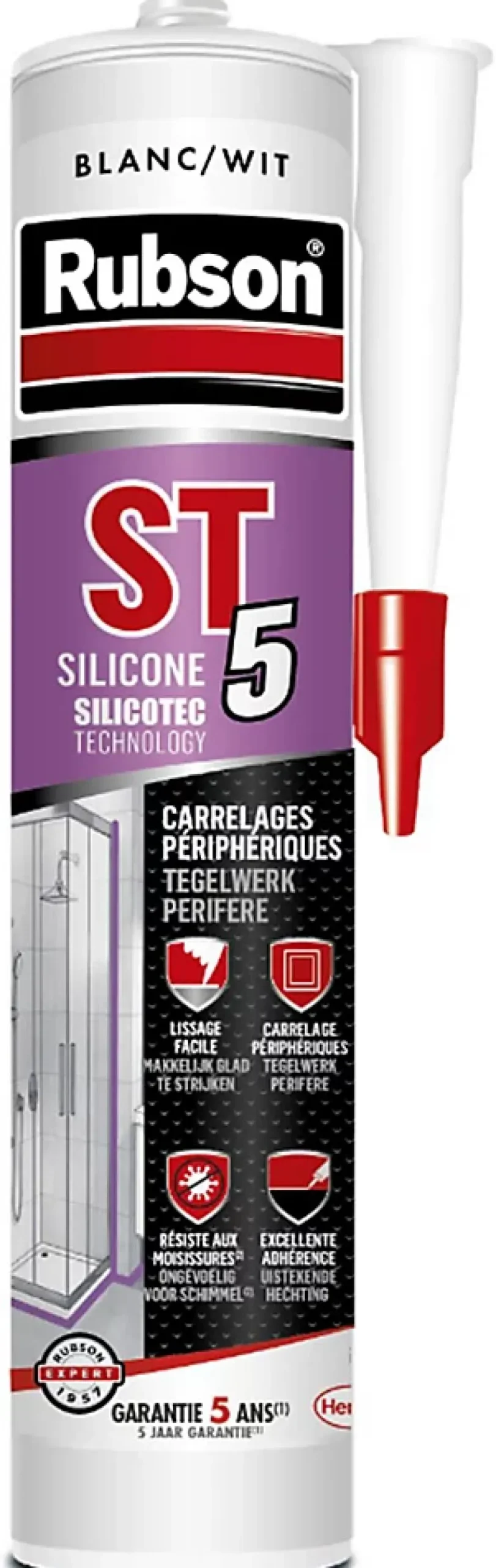 Rubson Mastic ST5 sanitaire multi-usages - Cartouche de 280 ml - Multi usage - GRIS MOYEN