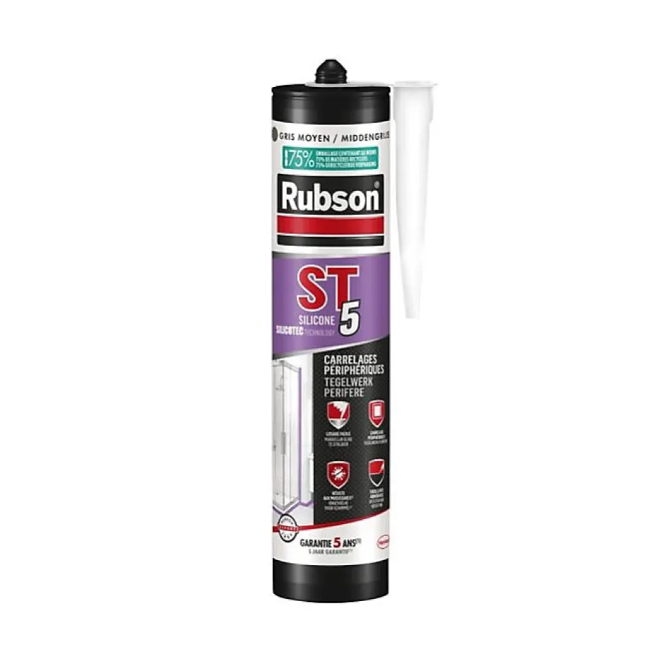 Rubson Mastic ST5 sanitaire multi-usages - Cartouche de 280 ml - Multi usage - GRIS MOYEN