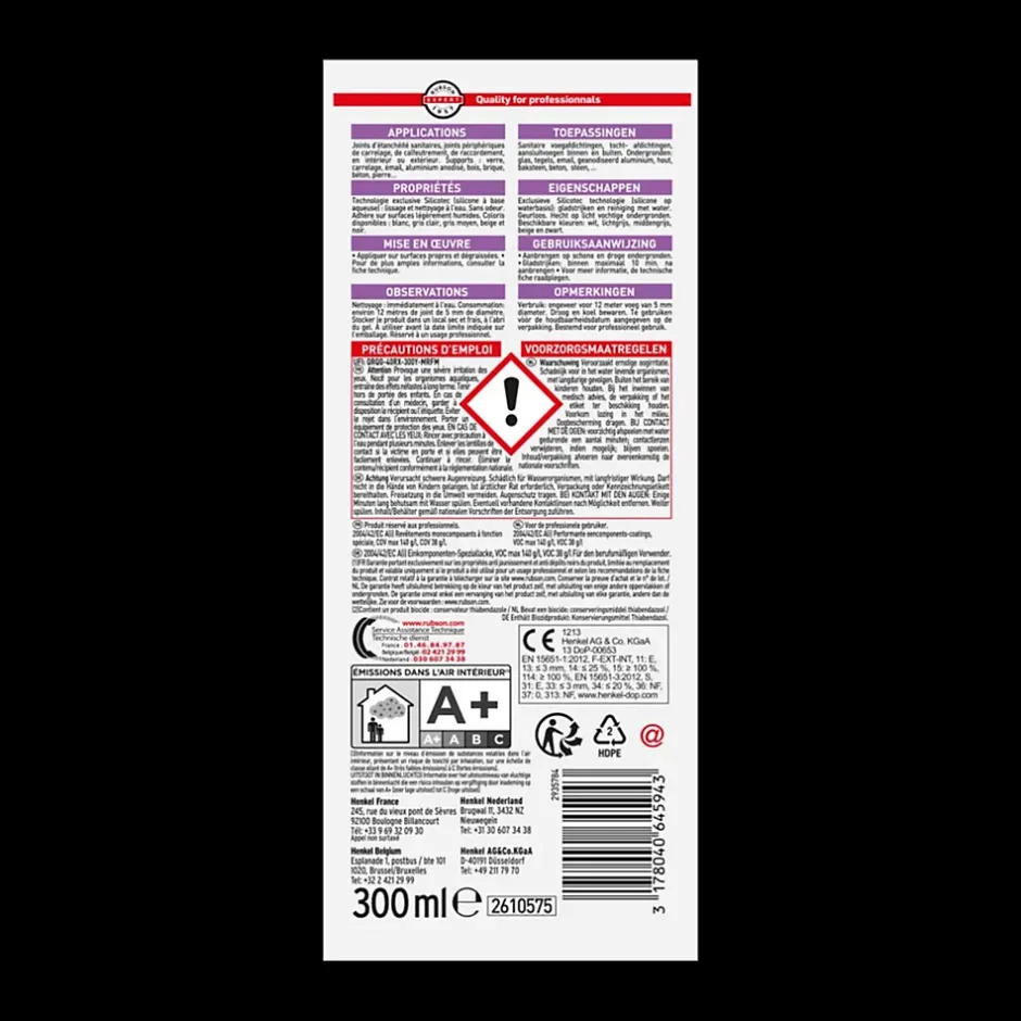 Rubson Mastic ST5 sanitaire multi-usages - Cartouche de 280 ml - Multi usage - GRIS MOYEN