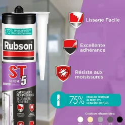 Rubson Mastic ST5 sanitaire multi-usages - Cartouche de 280 ml - Multi usage - GRIS MOYEN