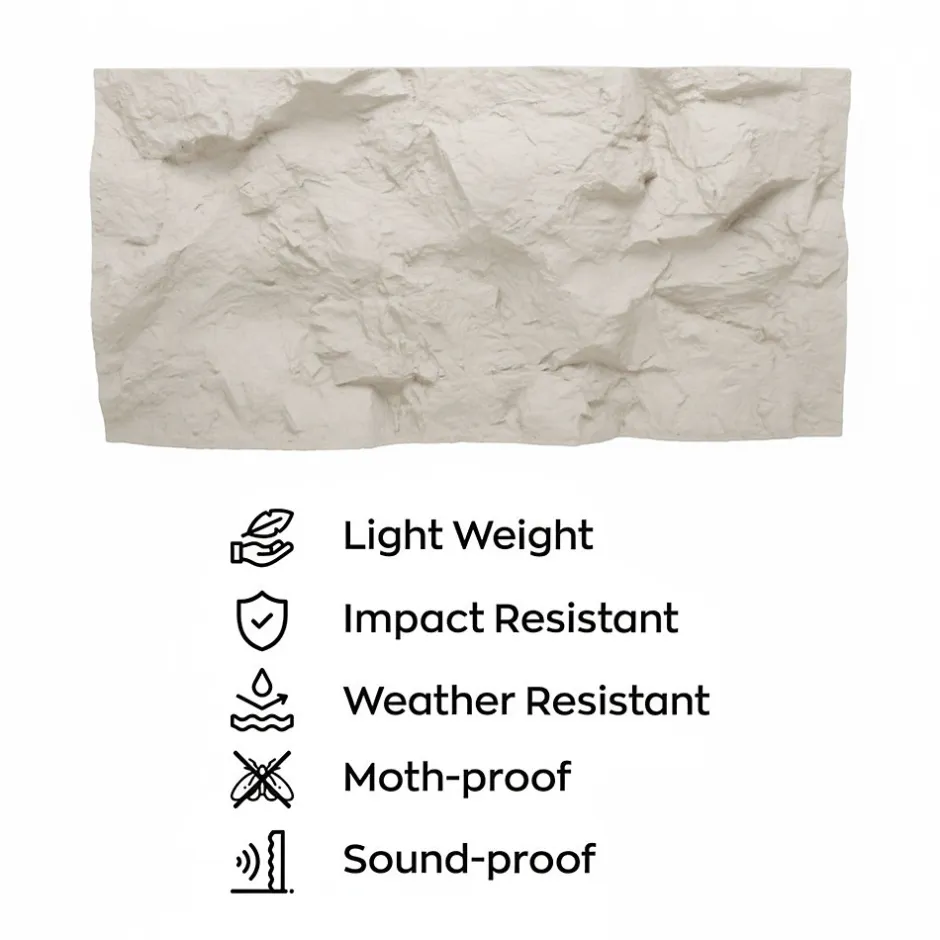 Rushmore - Lot de 2 panneaux muraux décoratifs 3D 120x60x9 cm effet pierre en PU Cachemire-Frankystar Online