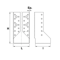 Afbat - Tb Industrie Sas Sabot de poutre ailes intérieures acier L.46 x P. 46 cm Afbat