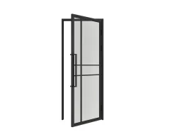 porte complète intérieure en verre avec cadré - 83x197 cm - transparent - noir mat - droite-Schulte Clearance