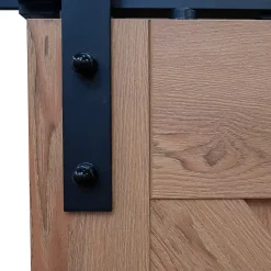 porte coulissante complète en bois - 102x215cm - porte de grange oak - chêne - système ouvert noir-Schulte New