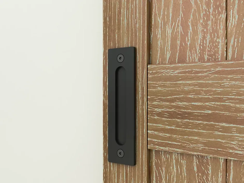 porte coulissante complète en bois - 102x215cm - porte de grange oak - chêne - système ouvert noir-Schulte New