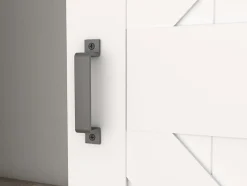 porte coulissante complète en bois - 102x215cm - porte de grange - chêne - oak blanc - système ouvert noir-Schulte Clearance