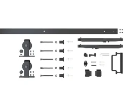 porte coulissante complète en bois - 102x215cm - porte de grange - chêne - oak blanc - système ouvert noir-Schulte Clearance