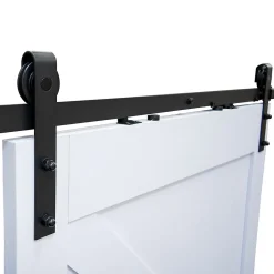 Schulte porte coulissante complète en bois - 90x215cm - porte de grange - chêne - oak blanc - système ouvert noir