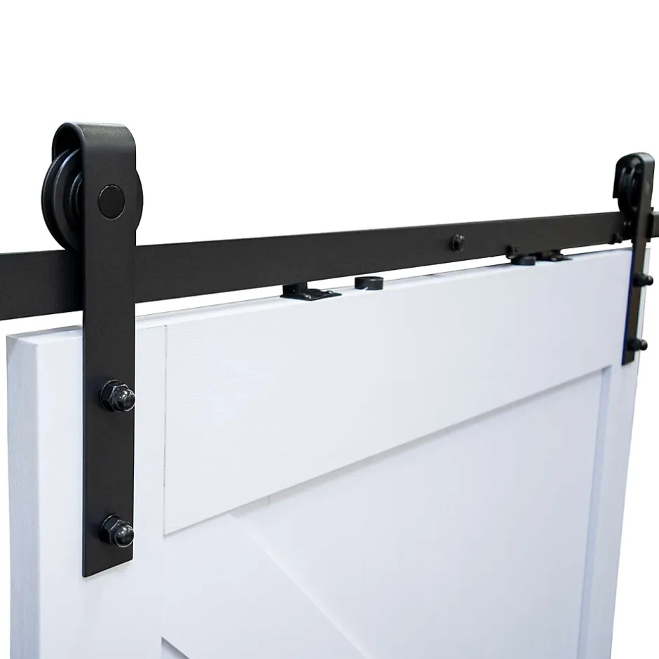 Schulte porte coulissante complète en bois - 90x215cm - porte de grange - chêne - oak blanc - système ouvert noir