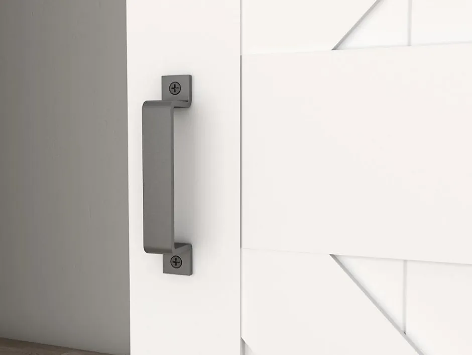 Schulte porte coulissante complète en bois - 90x215cm - porte de grange - chêne - oak blanc - système ouvert noir