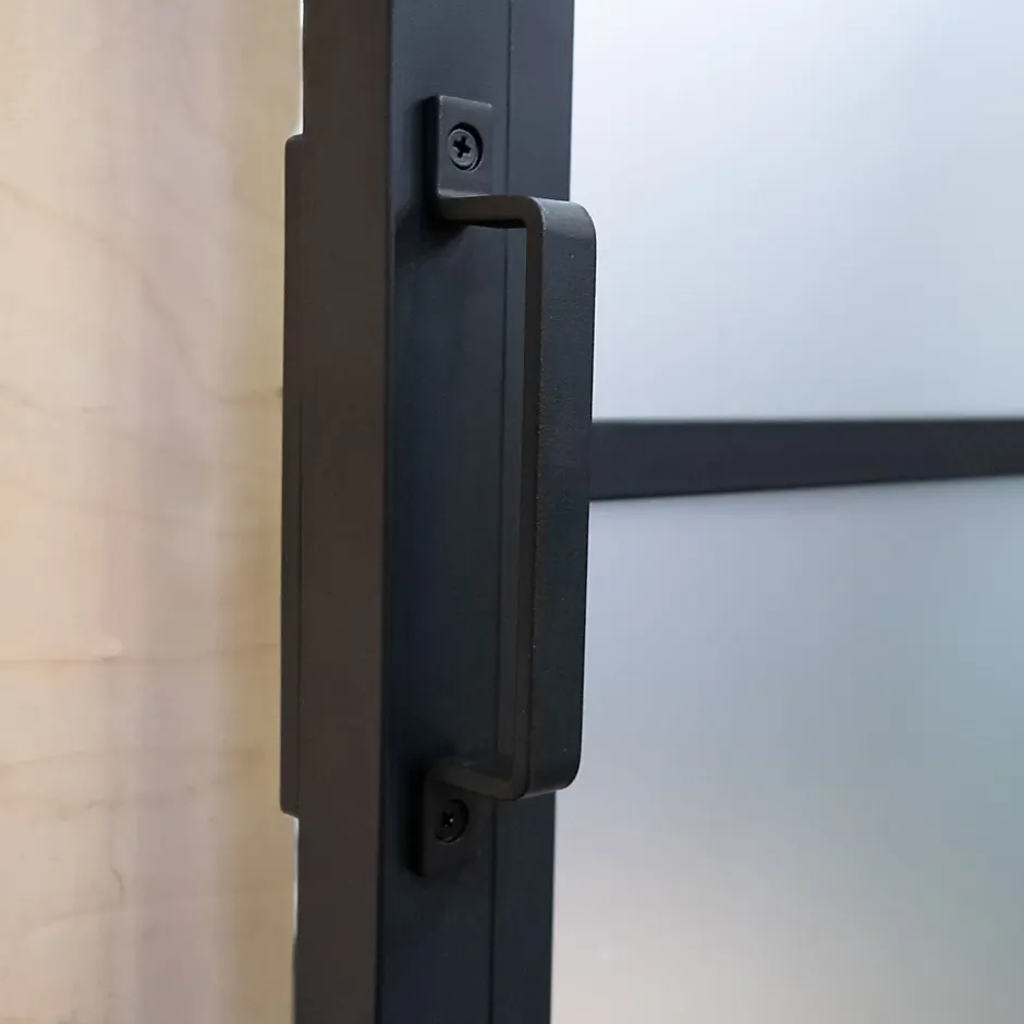 Schulte porte coulissante complète - verre - 90x215cm - décor industriel noir - système ouvert-double softclose