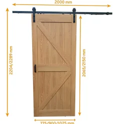 porte coulissante complète - 90x215 cm - décor bois chêne - Système en applique-Schulte