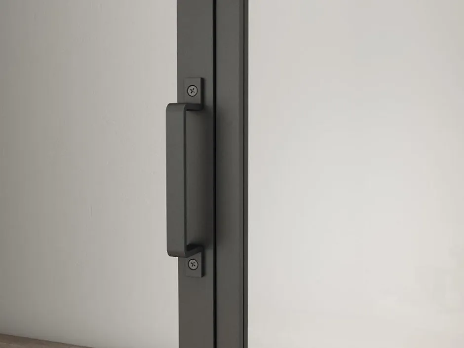 Schulte porte coulissante complète en verre - 102x220cm - porte verrière - Loftstyle - noir- double softclose