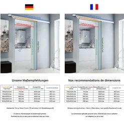 porte coulissante complète - verre - 88x203cm - décor cercles - poignée ronde + softclose-Schulte