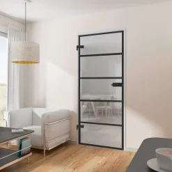 Porte intérieure en verre - 83 x 197 cm - transparent -4 rayures - réversible-Schulte Online