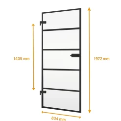 Porte intérieure en verre - 83 x 197 cm - transparent -4 rayures - réversible-Schulte Online