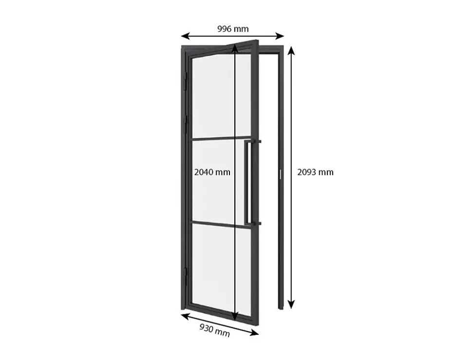 porte intérieure loft en verre - 93x204 atelier - noir mat - transparent - verrière - 3 vitrages - charnière gauche-Schulte Hot